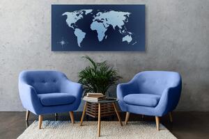 Slika zemljovid svijeta u nijansama plave