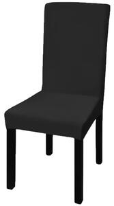 VidaXL Ravne rastezljive navlake za stolice 6 kom crne