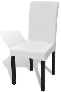 VidaXL Ravne rastezljive navlake za stolice 6 kom bijele
