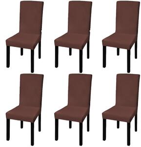 VidaXL Ravna rastezljiva navlaka za stolice 6 kom smeđa boja