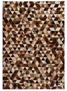 VidaXL Tepih od prave kože s pačvorkom 120 x 170 cm sa smeđe-bijelim trokutima