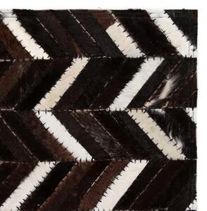 VidaXL Tepih od prave kože s pačvorkom 80 x 150 cm ševron crno-bijeli