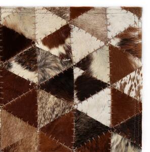 VidaXL Tepih od prave kože s pačvorkom 80 x 150 cm sa smeđe-bijelim trokutima