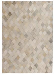 VidaXL Tepih od prave kože s pačvorkom u obliku dijamanta 120 x 170 cm sivi