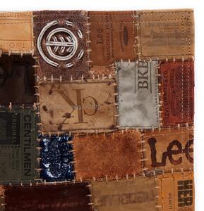 VidaXL Tepih sastavljen od etiketa za traperice od prave kože 80x150 cm smeđi