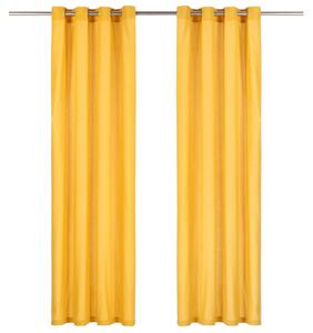 VidaXL Zavjese s metalnim prstenima 2 kom pamučne 140 x 175 cm žute