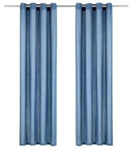 VidaXL Zavjese s metalnim prstenima 2 kom pamučne 140 x 225 cm plave