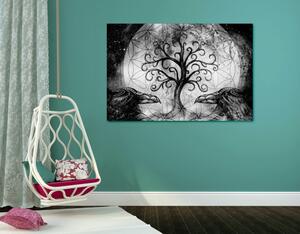 Slika magično drvo života u crno-bijelom dizajnu