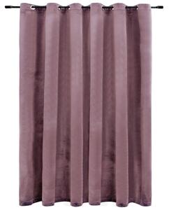 VidaXL Zavjesa za zamračivanje s prstenima baršunasta roza 290x245 cm