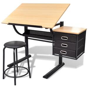 VidaXL Radni stol s nagibom pločom i stolicom za crtanje