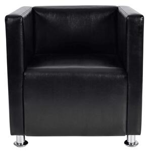 VidaXL Kockasta fotelja od umjetne kože crna