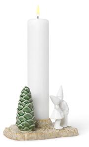 Božićni zemljani svijećnjak Kähler Design Christmas Kiss, dužina 17 cm