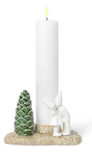 Božićni zemljani svijećnjak Kähler Design Christmas Kiss, dužina 17 cm