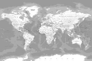 Slika na plutu stilski crno-bijeli zemljovid svijeta