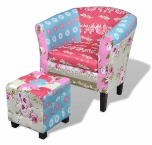 VidaXL Fotelja od tkanine s osloncem za noge patchwork dizajn