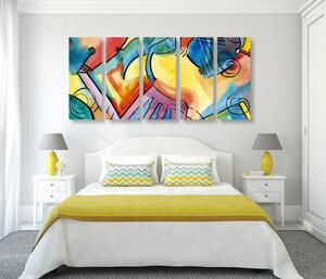 5-dijelna slika apstraktna umjetnost jarkih boja