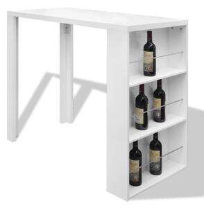VidaXL Barski stol od MDF-a sa stalkom za vino visoki sjaj bijeli