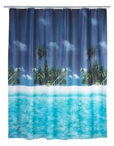 Plava zavjesa za tuš ili kadu Wenko Dreamy Beach, 180 x 200 cm