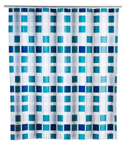 Plava zavjesa za tuš ili kadu Wenko Mosaic, 180 x 200 cm