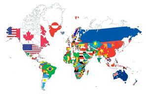 Slika na plutu zemljovid svijeta sa zastavama s bijelom pozadinom