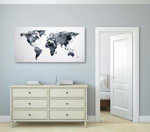 Slika na plutu poligonalni zemljovid svijeta u crno-bijelom dizajnu