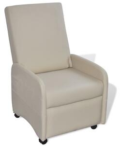 VidaXL Sklopiva fotelja od umjetne kože krem