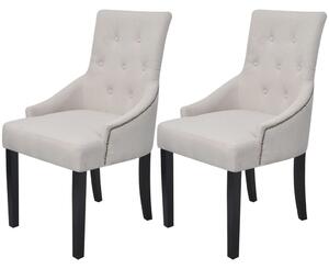 VidaXL 242402 Dining Chairs 2 pcs Cream Grey Fabric