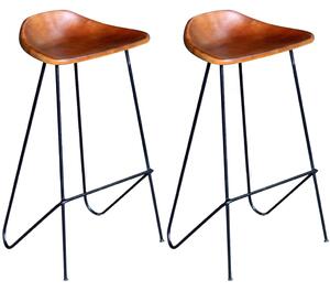 VidaXL Barske stolice od prave kože 2 kom crno smeđe