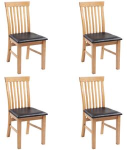 VidaXL Blagovaonske stolice od masivne hrastovine i umjetne kože 4 kom