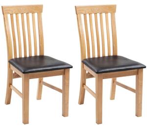 VidaXL Blagovaonske stolice od masivne hrastovine i umjetne kože 2 kom