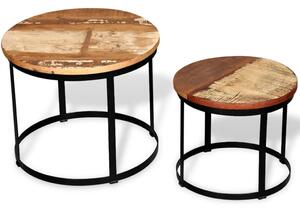 VidaXL Dvodijelni set stolića za kavu obnovljeno drvo okrugli 40/50 cm