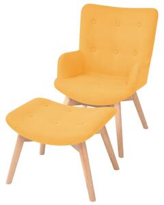 VidaXL Fotelja s osloncem za noge od tkanine žuta