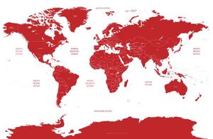 Slika na plutu zemljovid svijeta s pojedinim državama u crvenoj boji