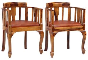 VidaXL Blagovaonske stolice od prave kože i masivnog drva šišama 2 kom