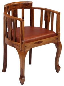 VidaXL Blagovaonske stolice od prave kože i masivnog drva šišama 2 kom