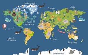Slika zemljovid svijeta s tradicionalnim životinjama