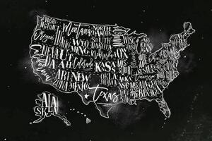 Slika na plutu školski zemljovid SAD-a s pojedinim državama