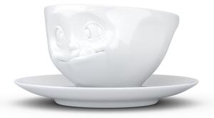 Bijela "zamišljena" porculanska šalica s tanjurićem 58products