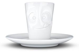 Bijela "zainteresirana" porculanska šalica za espresso s tanjurićem 58products, 80 ml