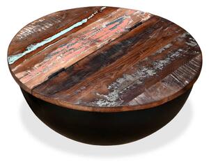 VidaXL Stolić za Kavu od Masivnog Obnovljenog Drva Crni u Obliku Zdjele