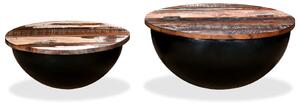 VidaXL Set Stolića za Kavu 2 kom Masivno Obnovljeno Drvo Crni Oblik Zdjele
