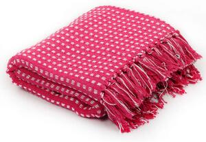 VidaXL Pamučni pokrivač na kvadratiće 220x250 cm ružičasti