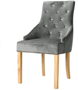 VidaXL Blagovaonske stolice 2 kom od masivne hrastovine i baršuna srebrne