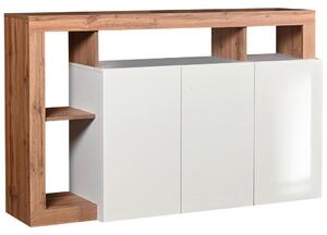 KOMODA 146/93/42 cm hrast Wotan, bijela visoki sjaj