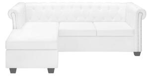 VidaXL Chesterfield kauč od umjetne kože bijeli u L obliku