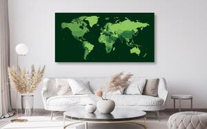 Slika na plutu detaljni zemljovid svijeta u zelenoj boji