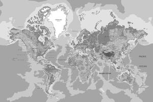Slika na plutu klasičan zemljovid svijeta u crno-bijelom dizajnu