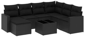 VidaXL 8-dijelni set vrtnih sofa od poliratana s jastucima crni