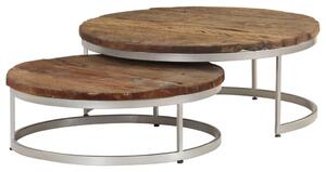 VidaXL Dvodijelni set stolića za kavu od obnovljenog drva i čelika