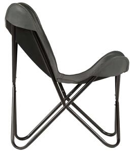 VidaXL Leptir-stolica od prave kože siva dječja veličina
